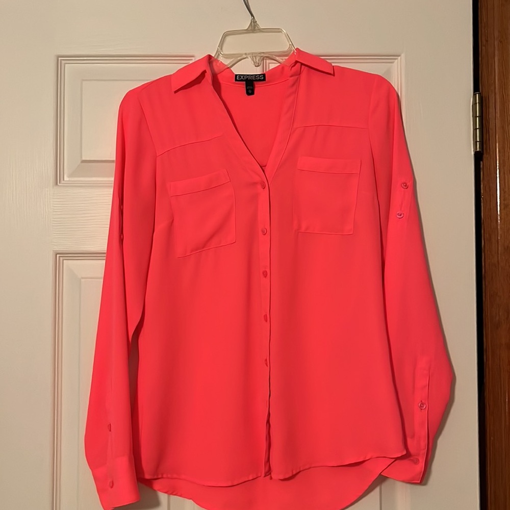 Express Hot Pink Button Down Shirt